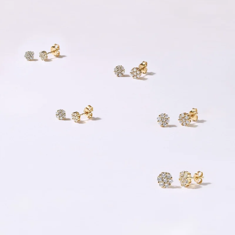 1/5ct-2ct TDW Diamond Cluster Stud Earrings in 10k Gold by De Couer