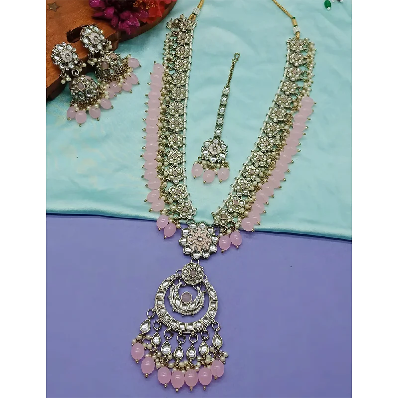 Gehana Mahal Kundan Stone And Meenakari Pearls Long Necklace Set