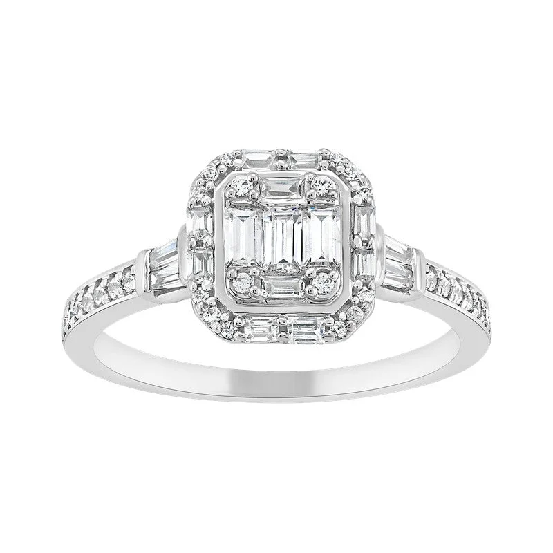 1/2ctw Diamond Halo Engagement Ring