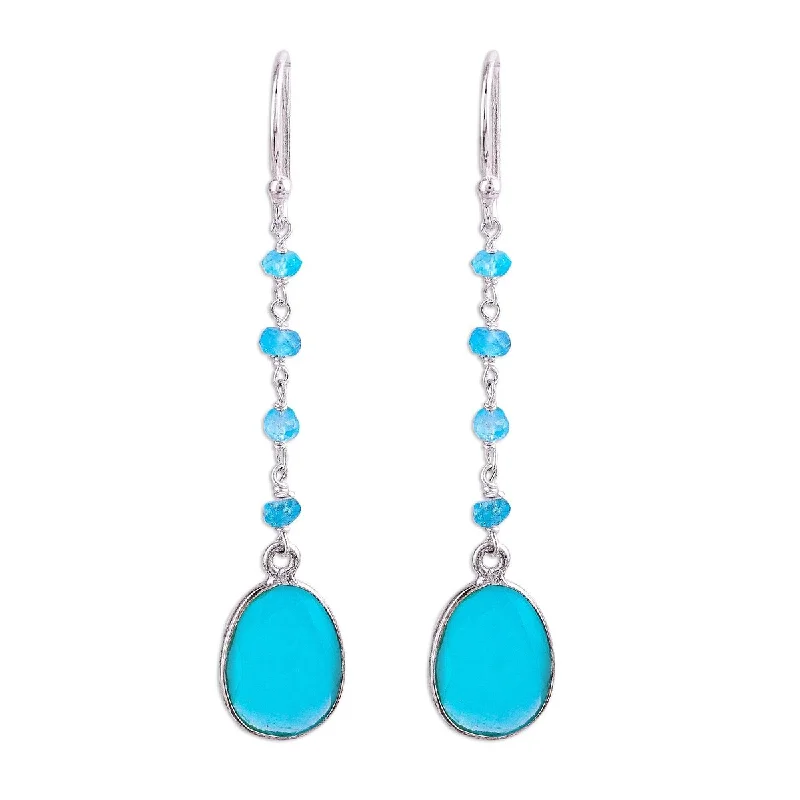 NOVICA Raining Drops, Chalcedony dangle earrings - 2.3*0.4