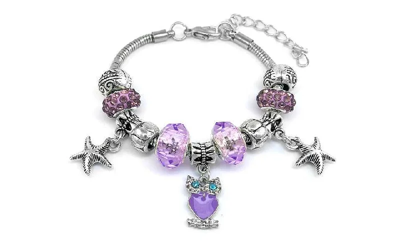 Crystal Owl Charm Bracelet