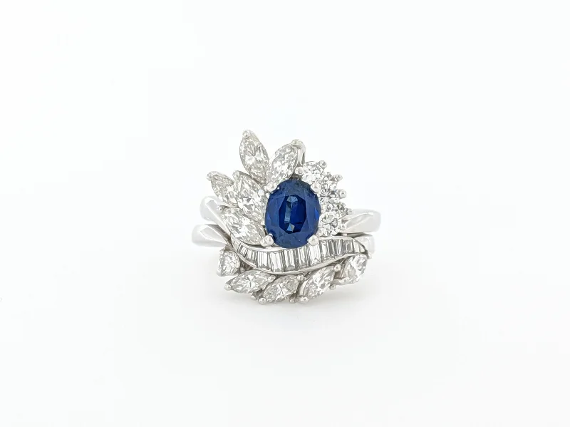 Diamond & Sapphire Ring with Accent Band