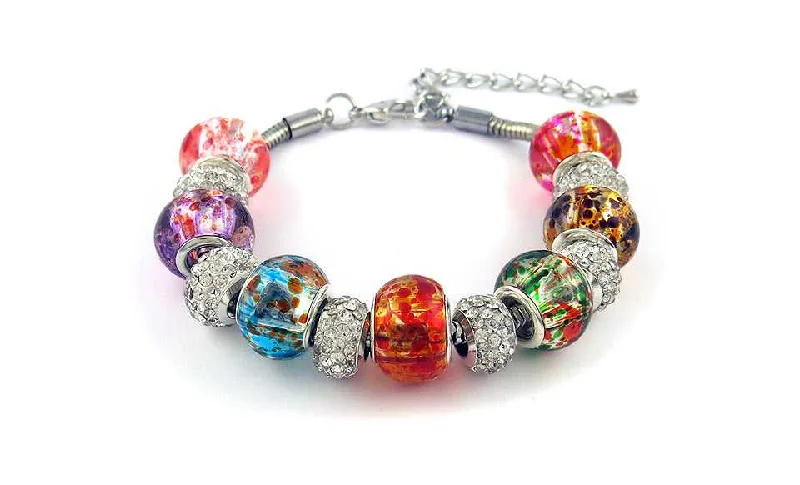 Genuine Murano Bead And Crystal Charm Bracelets