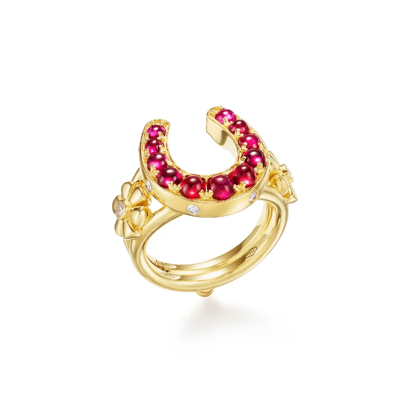 18K Ruby Horseshoe Ring