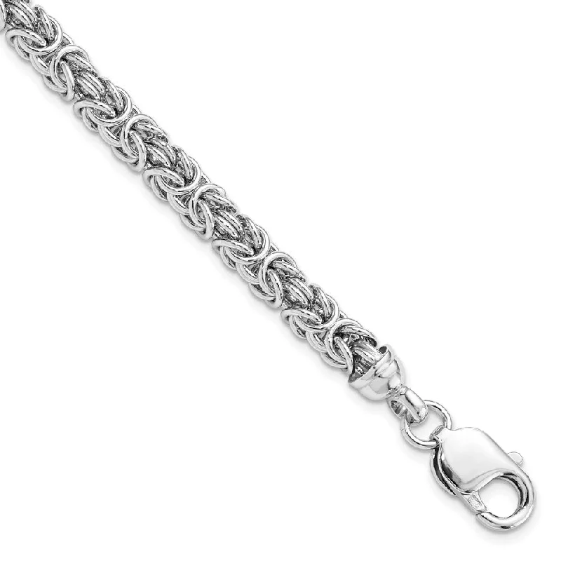 Sterling Silver 7mm Fancy Byzantine Link Chain Bracelet, 7.5 Inch