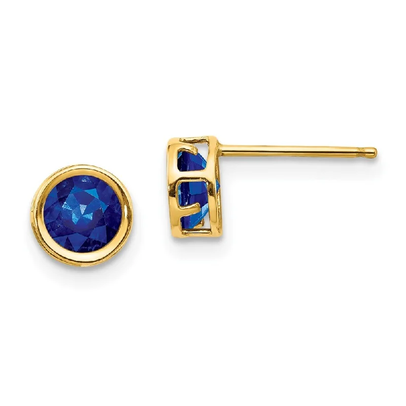 14k Yellow Gold Bezel Gemstone Stud Earrings (L-5 mm, W-5 mm)