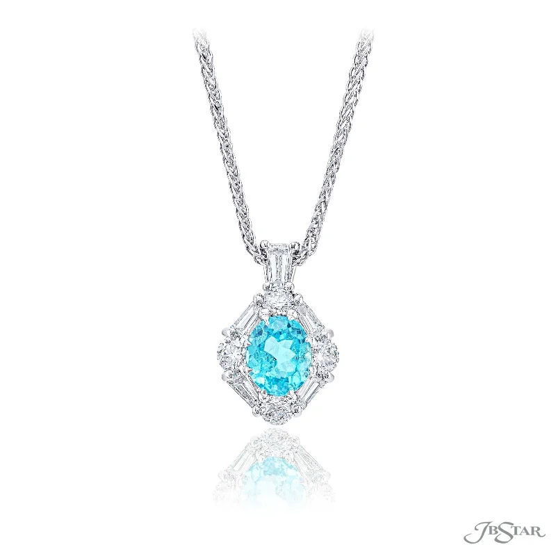 Oval Paraiba and Diamond Pendant