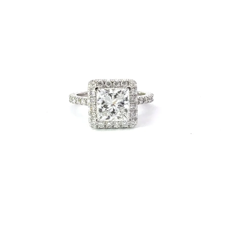 2.49 Princess Lab Diamond Engagement Ring with Halo