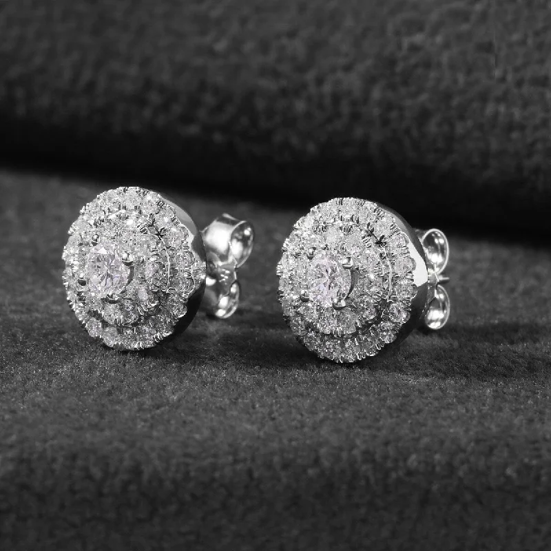 De Couer 1ct TDW Diamond Double Halo Earrings (H-I, I2) - White