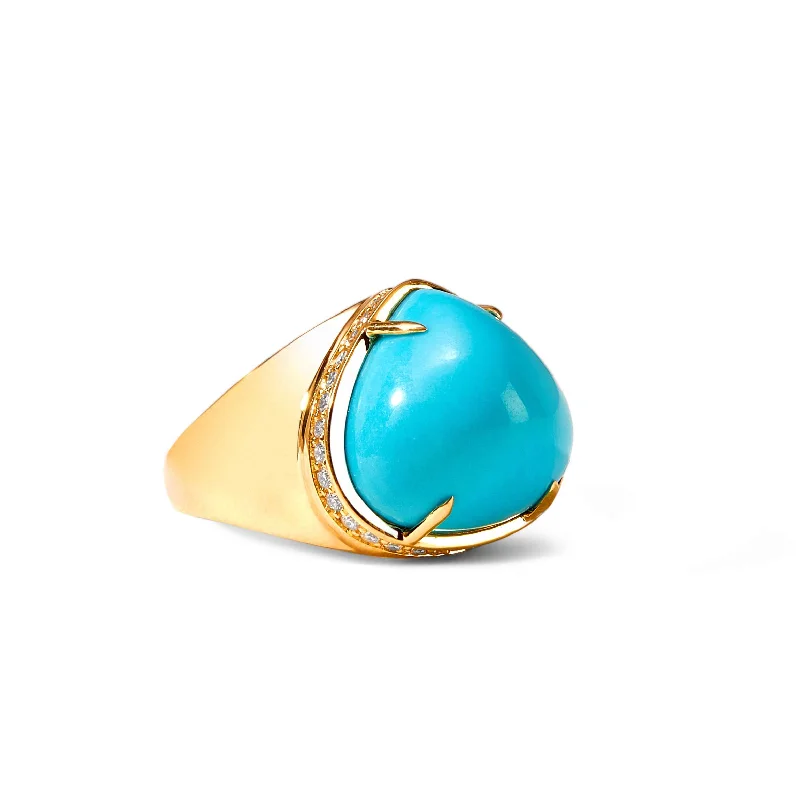 Turquoise Heart Cabochon Ring