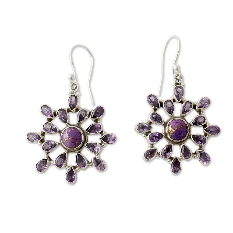 Amethyst Dangle Earrings, 'Lavender Starlight' (India) - 1.9L*1.2W