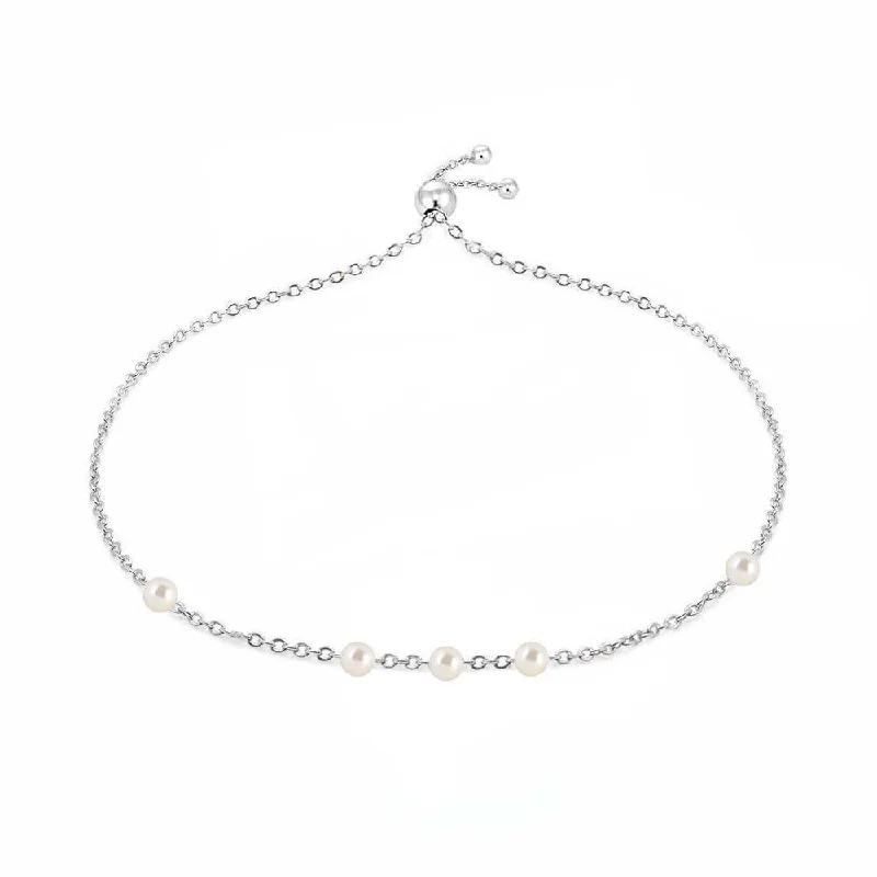 Sterling Silver Adjustable Freshwater Pearl Bracelet