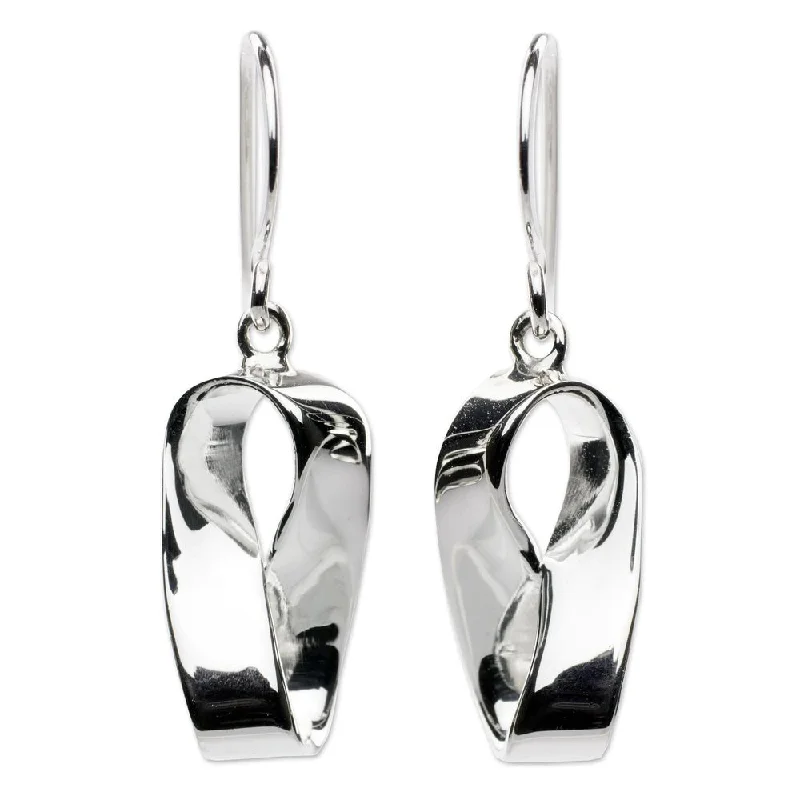 NOVICA Handmade Modern Mobius Sterling Silver Earrings (Mexico)