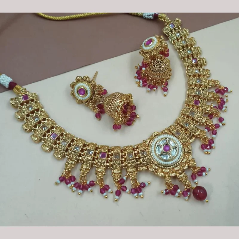 Padmawati Bangles Gold Plated Crystal Stone And Pearls Necklace Set