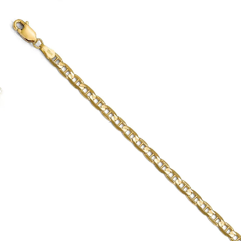 3.75mm 14k Yellow Gold Concave Anchor Chain Bracelet