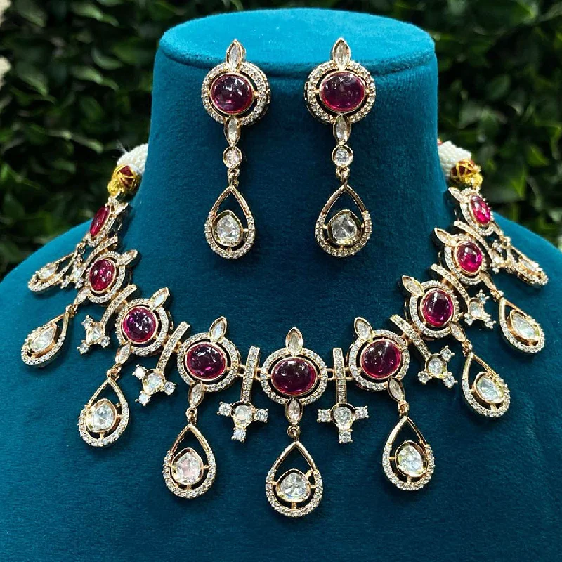 Royal Kundan Jewellery Gold Plated Polki Kundan Choker Necklace Set