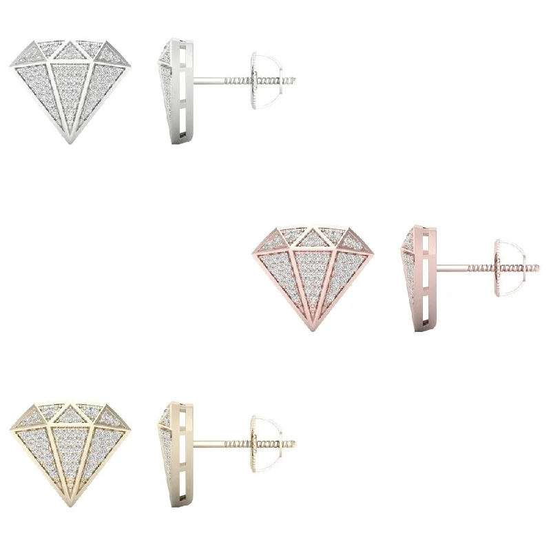 1/4ct TDW Diamond Stud Earrings in 10k Gold by De Couer