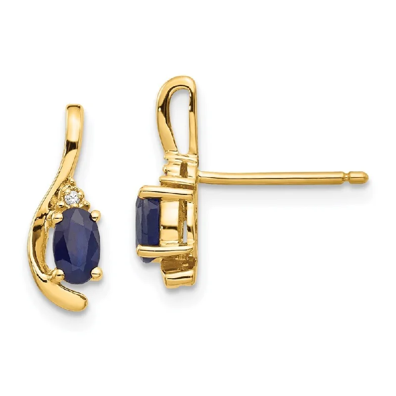 14k Yellow Gold Diamond And Gemstone Earrings (L-14 mm, W-5 mm)