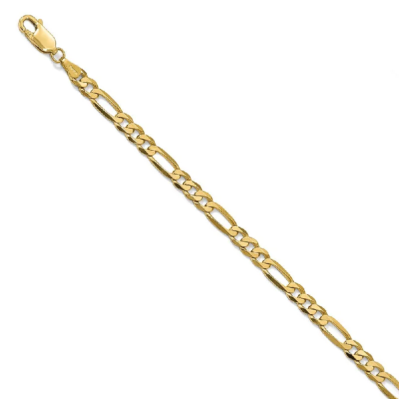 4.75mm 14k Yellow Gold Flat Figaro Chain Bracelet