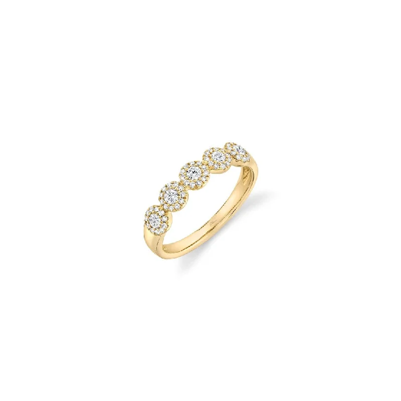 Shy Creation Diamond Pave Cluster Circle Halfway Around Ring