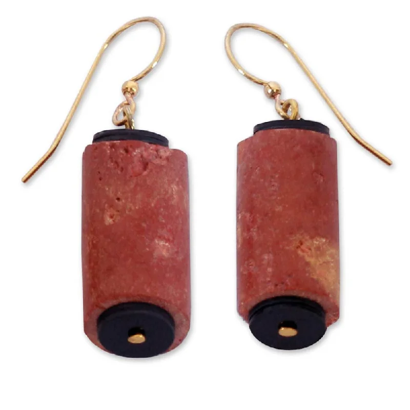 Handcrafted Bauxite 'African Heart' Earrings (Ghana)