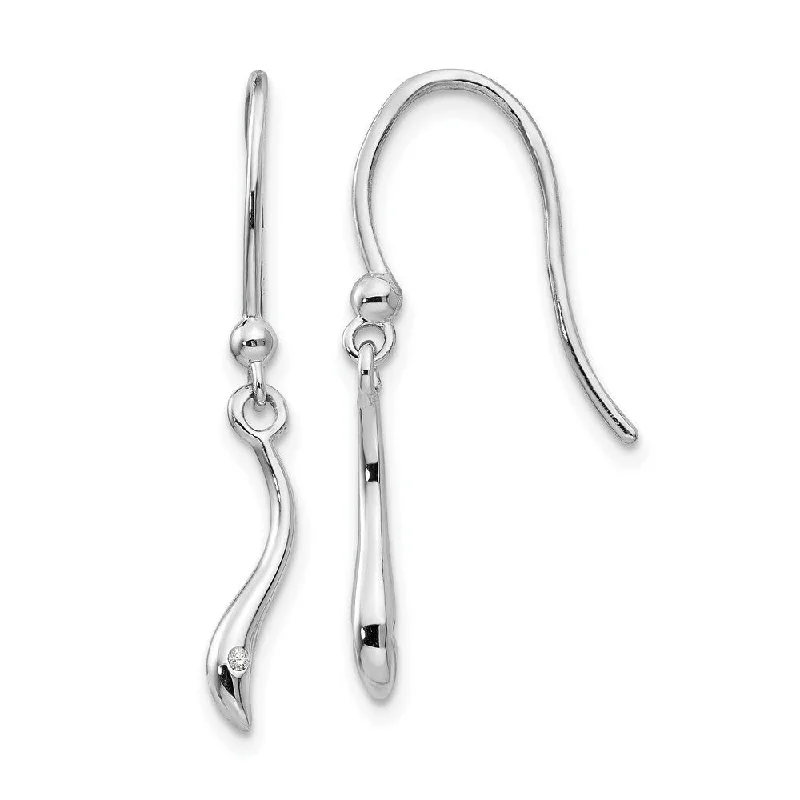 925 Sterling Silver Swirl Diamond Earrings (L-28 mm, W-3 mm)