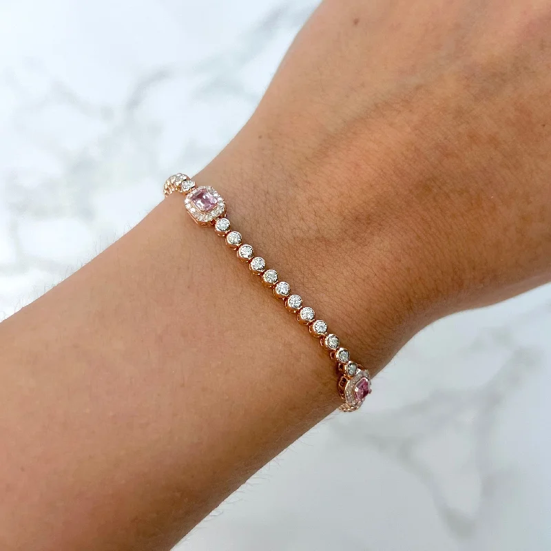 14K GOLD DIAMOND PINK SAPPHIRE CECILIA BRACELET