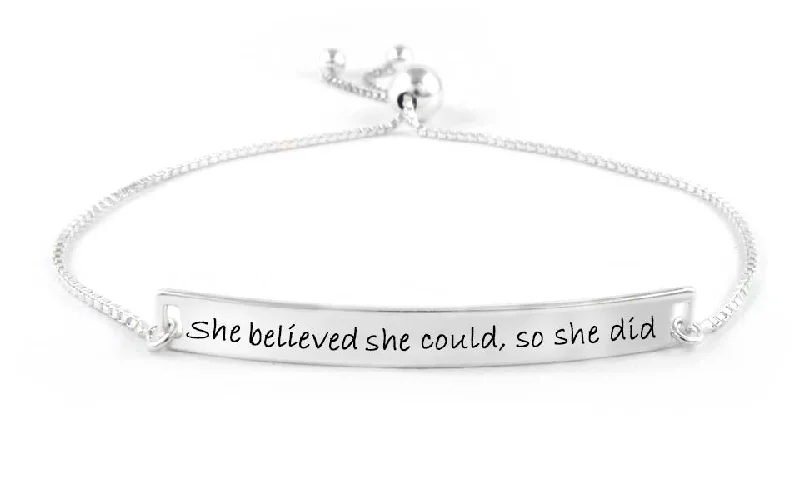 Italian "She believed she could, so she did" Adjustable Bracelet