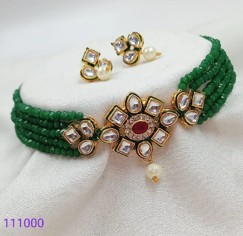 Bhavi Jewels Gold Plated Kundan Stone Choker Necklace Set