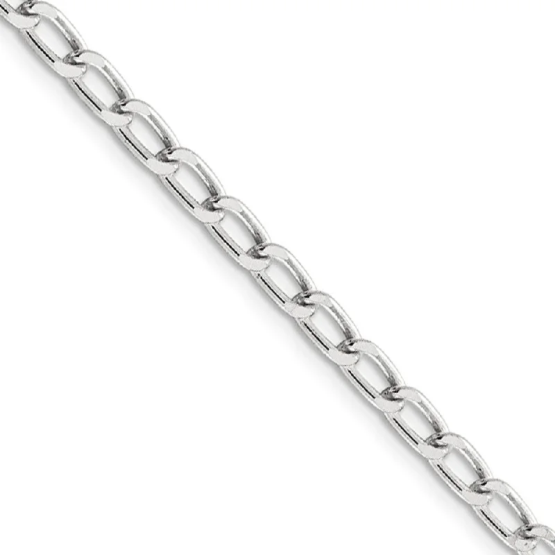 4.3mm, Sterling Silver Solid Open Curb Chain Bracelet