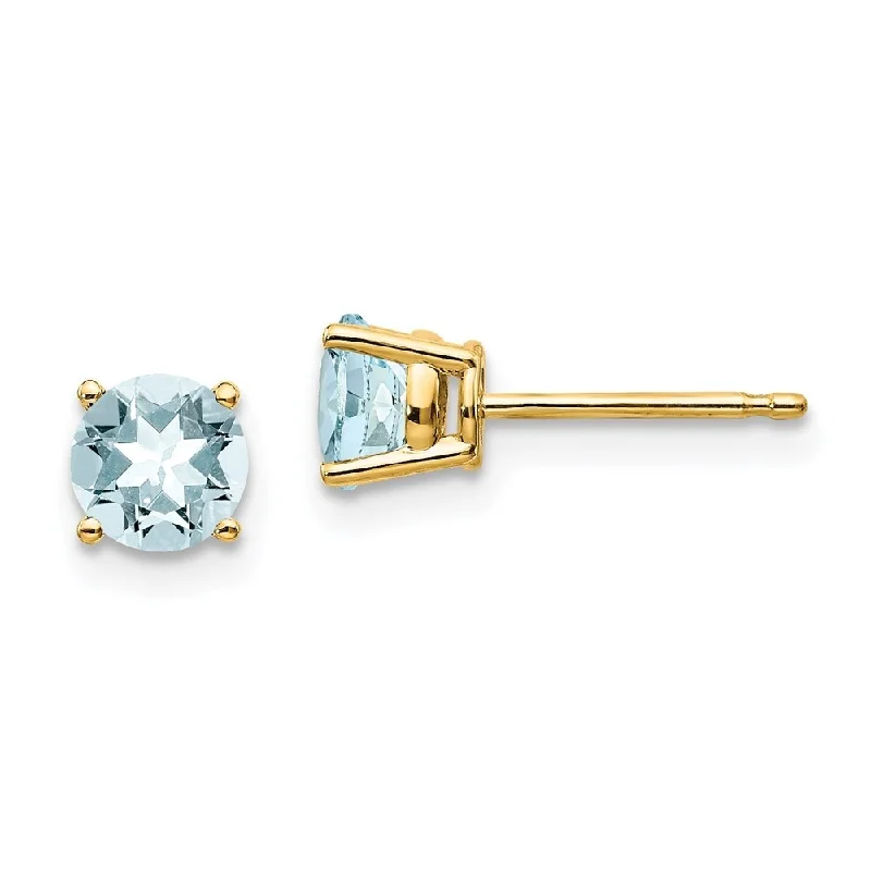 14k Yellow Gold Aquamarine Post Earrings