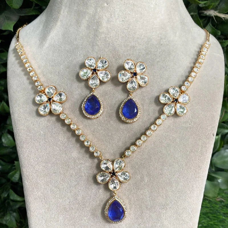 Amoliya Jewels Gold Plated Polki Kundan Necklace Set