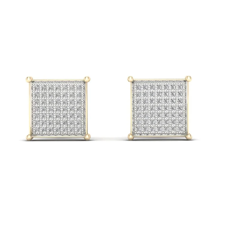 1/3ct TDW Diamond Cluster Stud Earrings in 10K Yellow Gold