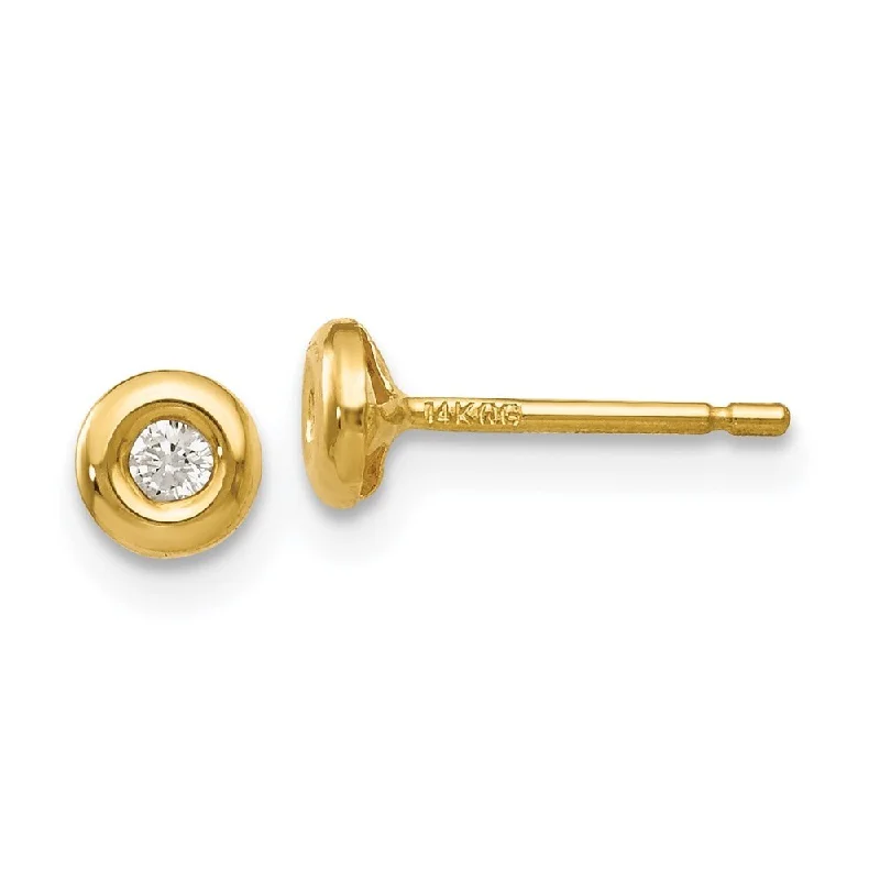 14k Yellow Gold CZ Stud Earrings (L-4 mm, W-4 mm)