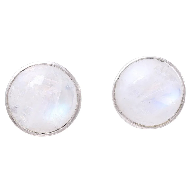 NOVICA Moonlight Peace, Rainbow moonstone stud earrings - 0.5*0.5