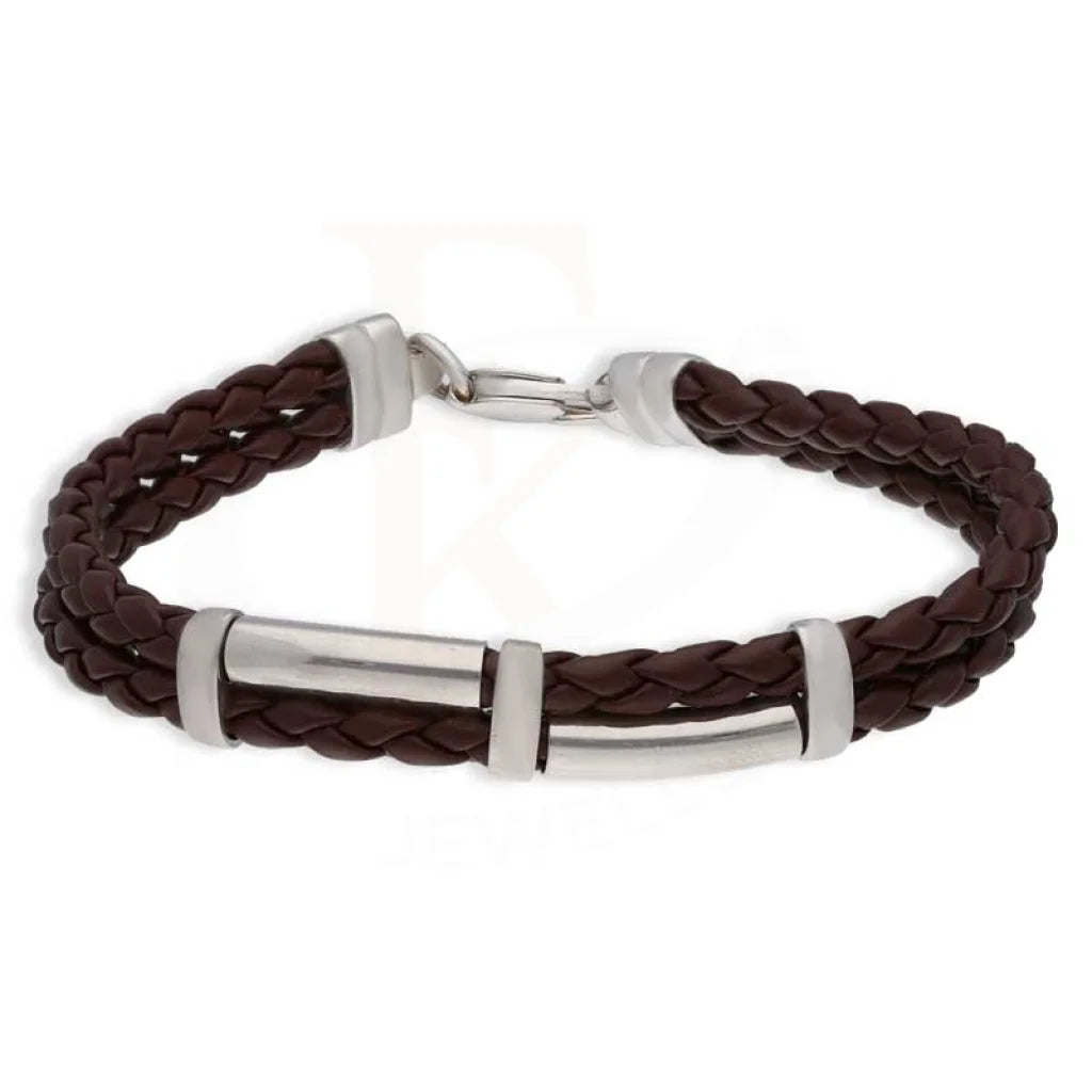 Sterling Silver 925 Leather Bracelet - FKJBRLSL2859