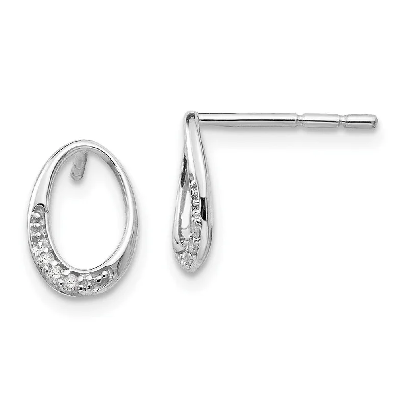 925 Sterling Silver Diamond Stud Earrings (L-10 mm, W-8 mm)