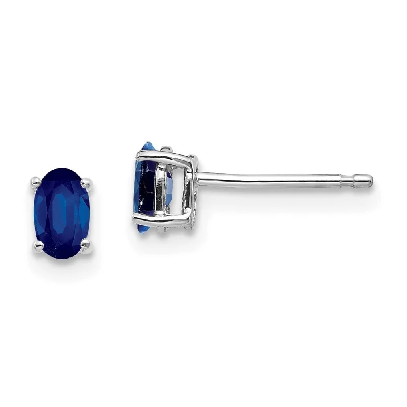 14k White Gold Gemstone Stud Earrings (L-5 mm, W-3 mm)