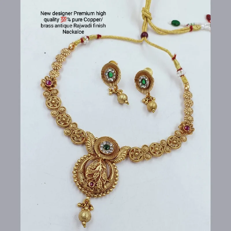 Manisha Jewellery Gold Plated Pota Stone Necklace Set