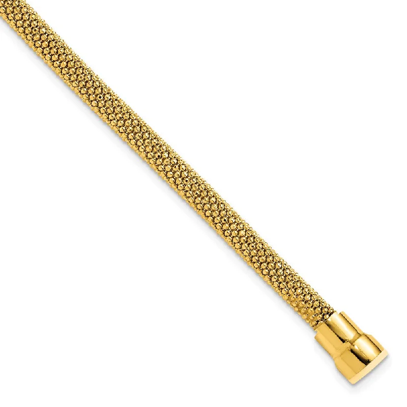 18k Gold Plated Sterling Silver 5mm Popcorn Mesh Chain Bracelet, 7.5in