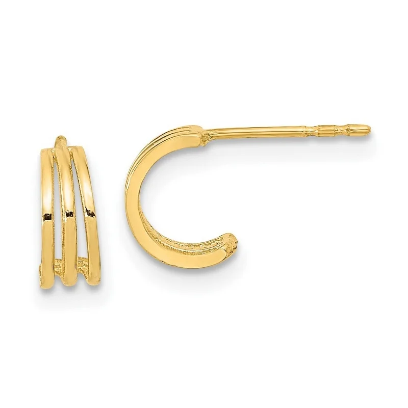 Curata 14k Yellow Gold Polished Hoop Post Earrings - 9x3.25mm