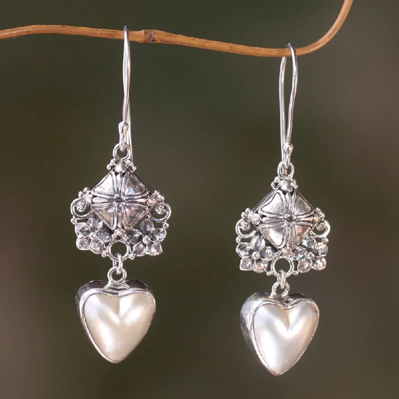 Sterling Silver 'Pure of Heart' 13.5mm Pearl Earrings (Indonesia) - 2.4*0.7