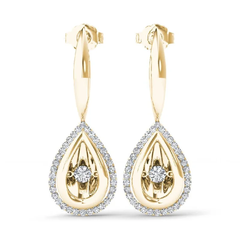 De Couer 10k Yellow Gold 1/3ct TDW Diamond Halo Drop Earrings