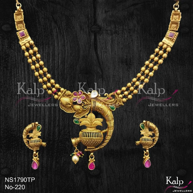 Kalp Jewellers Copper Gold Plated Necklace Set