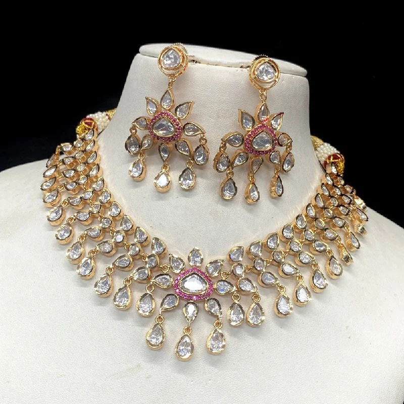 Royal Kundan Jewellery Gold Plated Polki Kundan Necklace Set