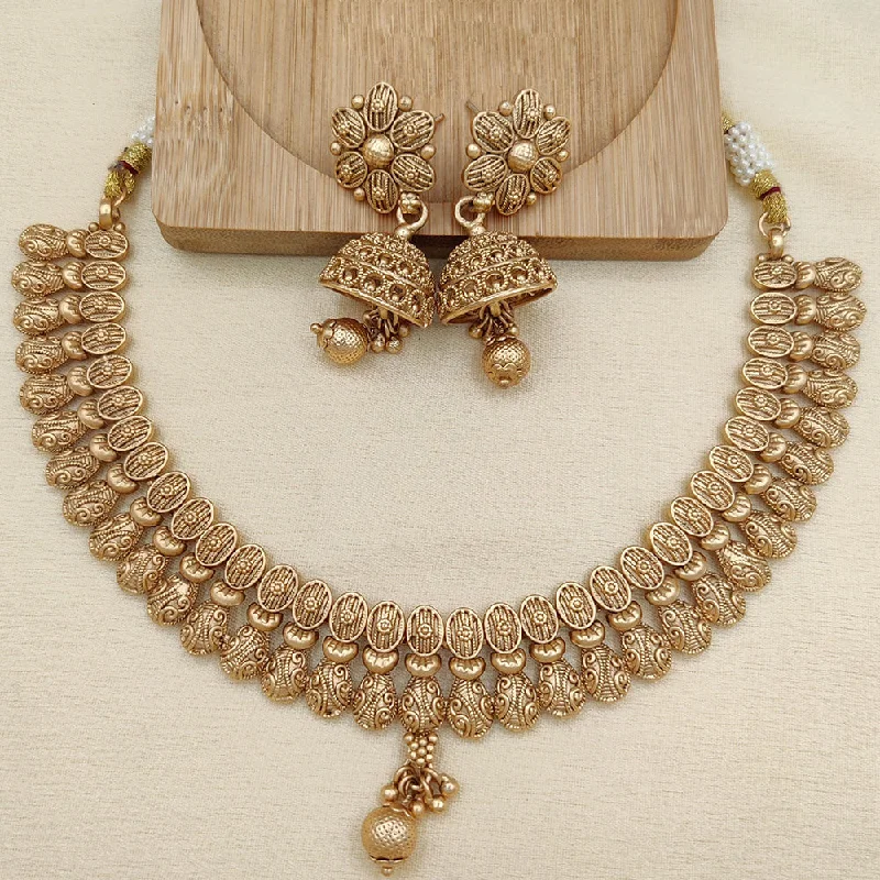 Jewel Addiction Copper Rajwadi Finish Pota Stone Necklace Set