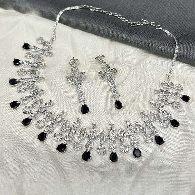 Royal Kundan Jewellery Silver Plated American Diamonds Necklace Set