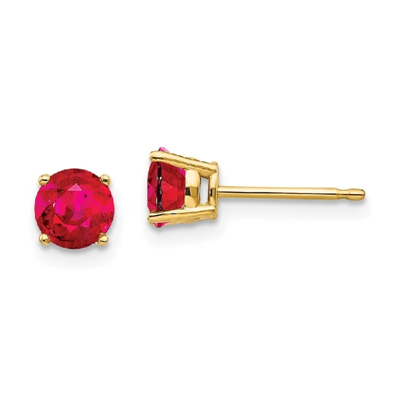 14k Yellow Gold Ruby Stud Earrings (L-5 mm, W-5 mm)