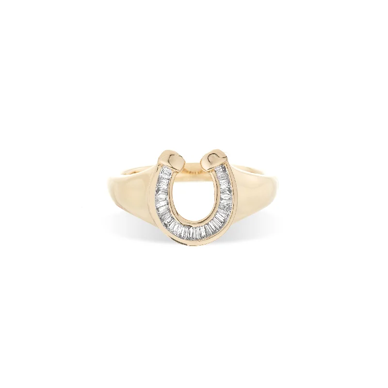 Baguette Horseshoe Signet Ring