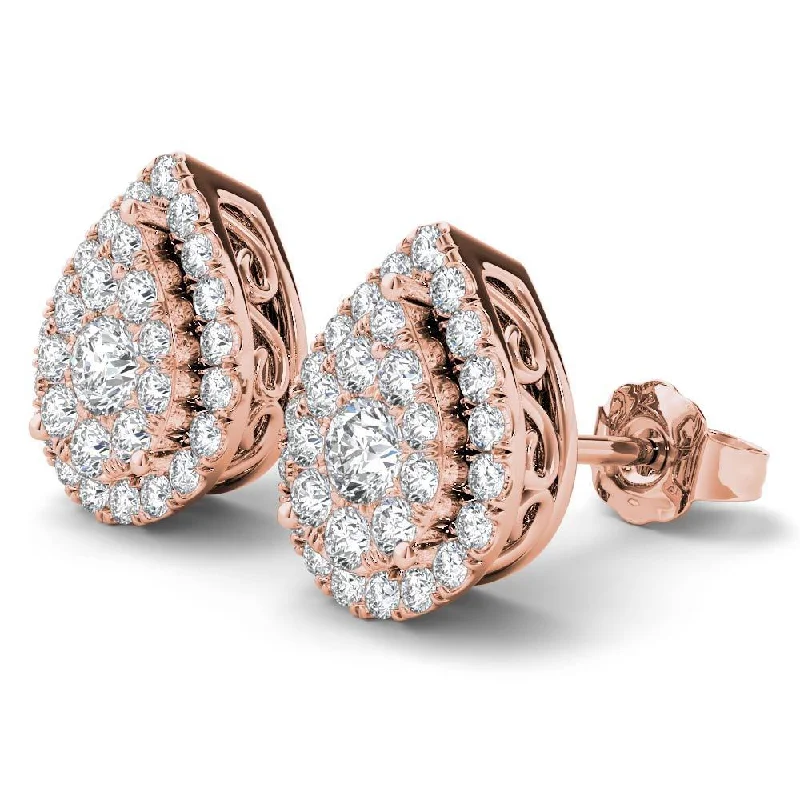 De Couer 14K Rose Gold 1/2ct TDW Diamond Pear Shape Earrings - Pink